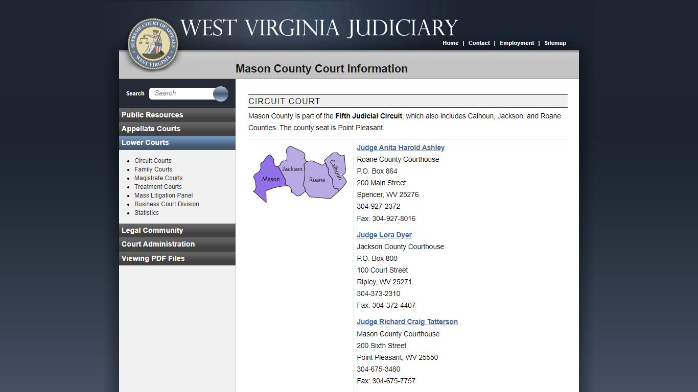 Mason County Court Information - West Virginai Judiciary - courtswv.gov
